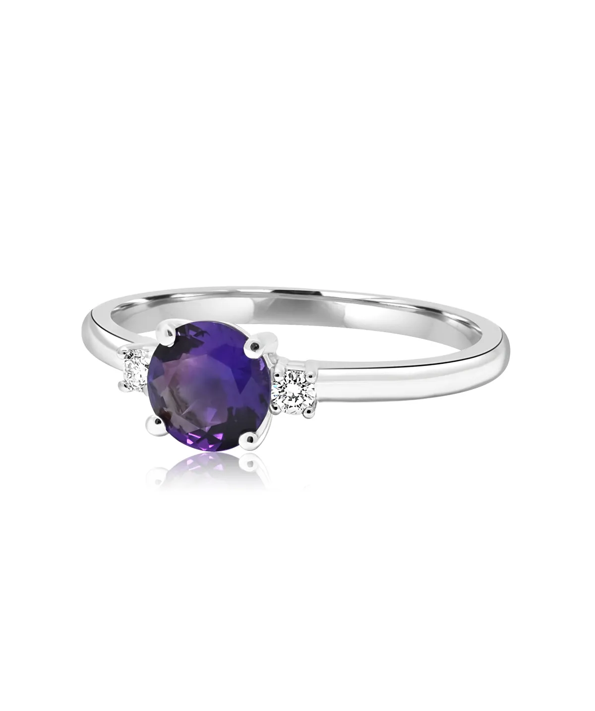 14K White Gold Amethyst and Diamond Ring