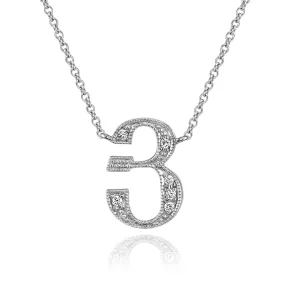 14K White Gold Armenian Initial Diamond Necklace