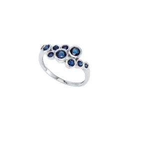 14K White Gold Bezel-Set Sapphire Cluster Ring