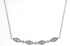 14K White Gold Curved Bar Diamond Necklace