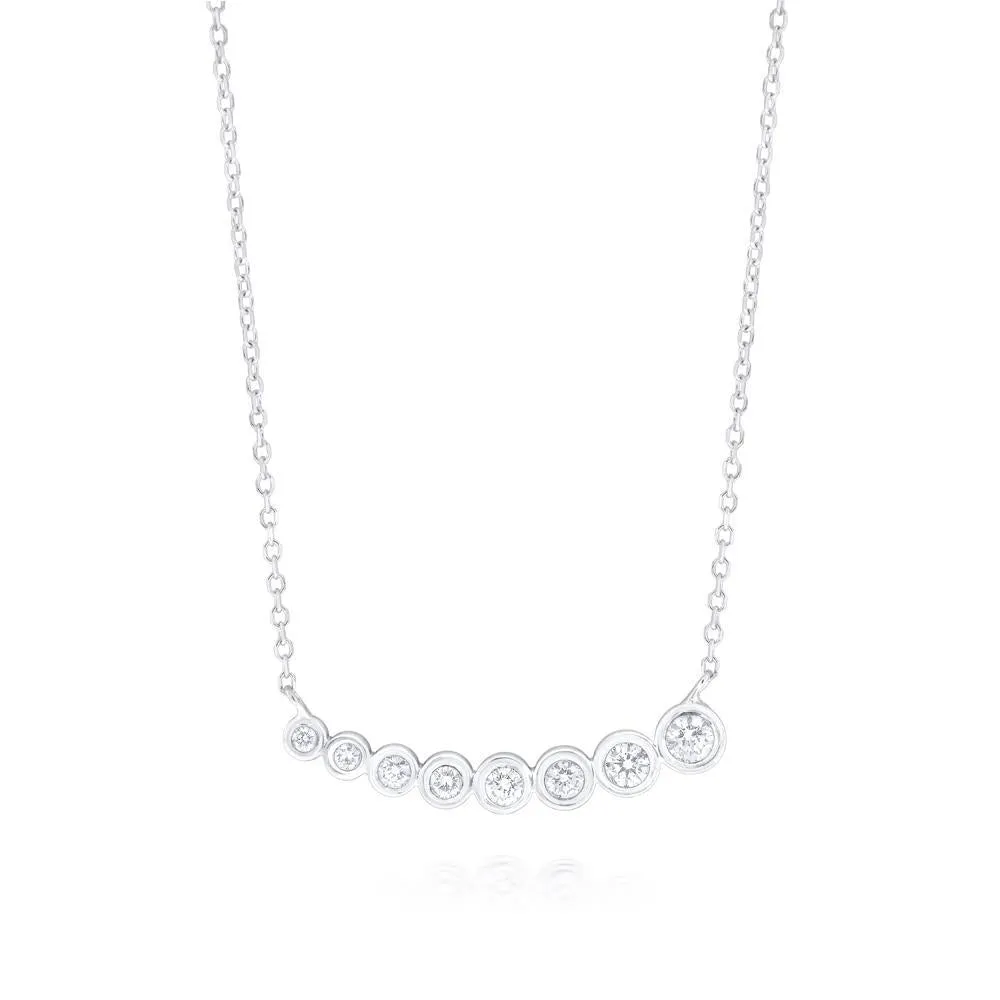 14k White Gold Diamond Bezel Necklace