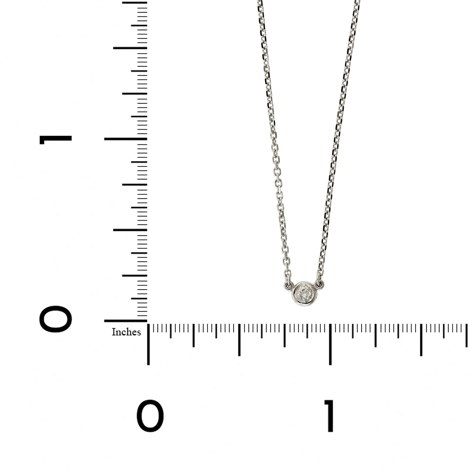 14K White Gold Diamond Bezel Necklace