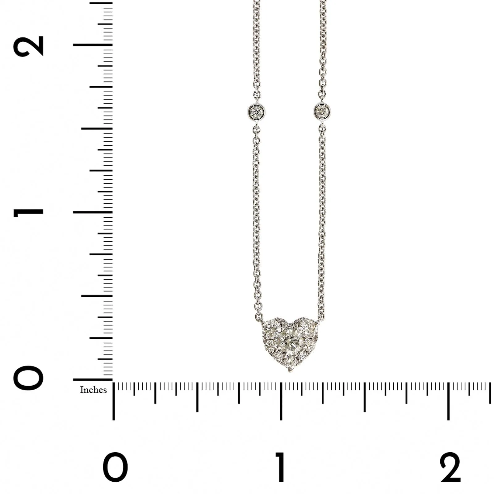 14K White Gold Diamond Cluster Heart Shaped Necklace