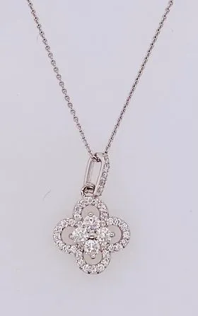 14K White Gold Diamond Pendant Necklace