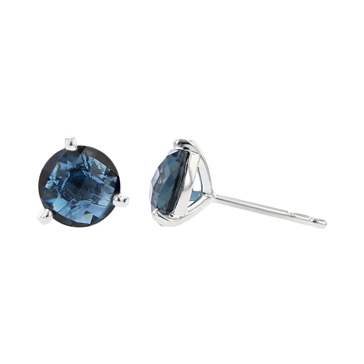 14K White Gold London Blue Topaz Stud Earrings