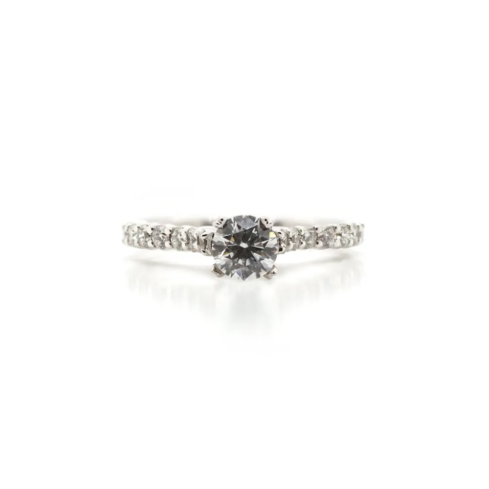 14k White Gold Shared Prong Engagement Ring