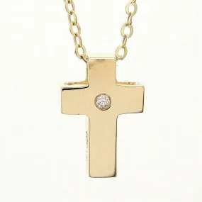 14K Yellow Gold Cross With Diamond