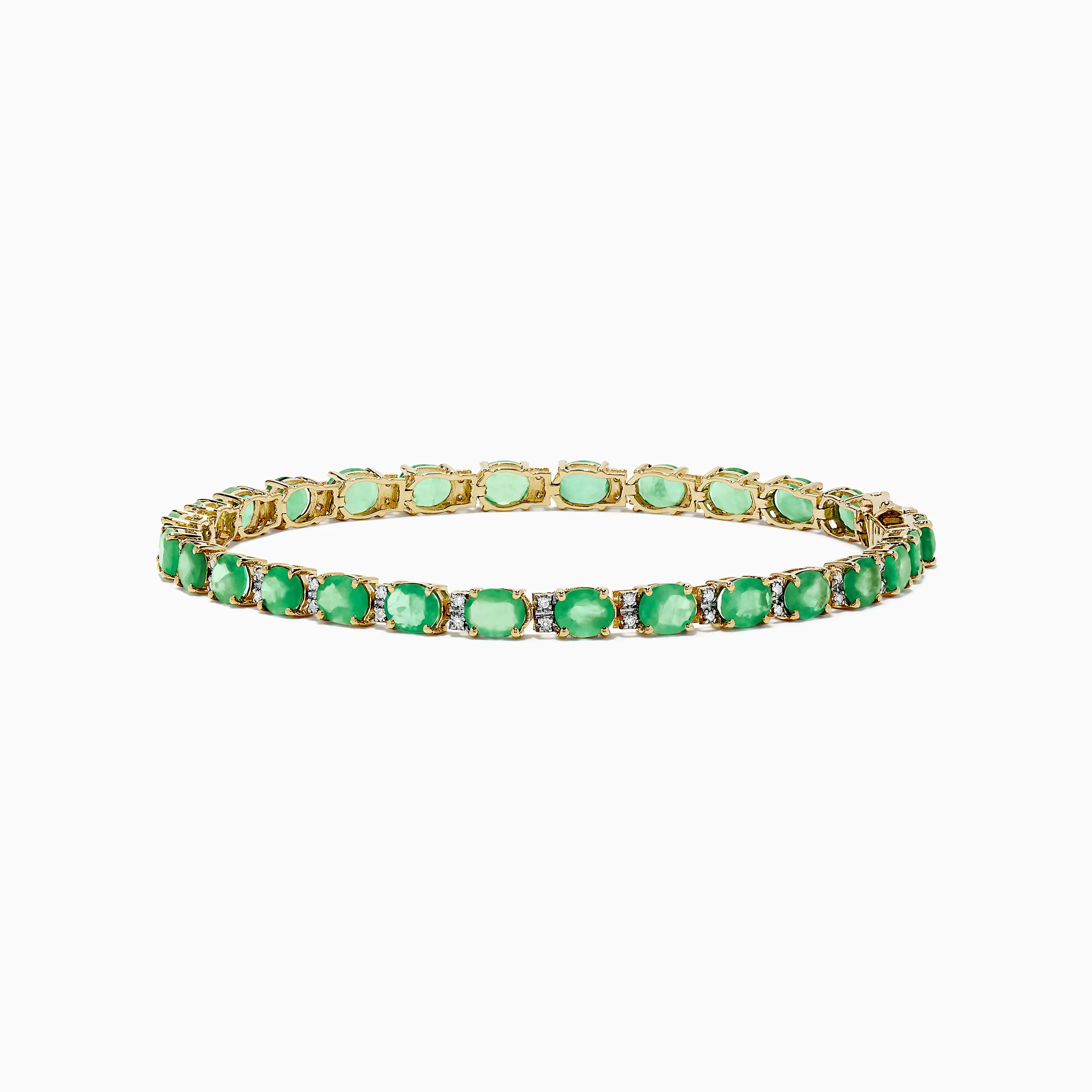 14K Yellow Gold Emerald & Diamond Tennis Bracelet, 9.56 TCW