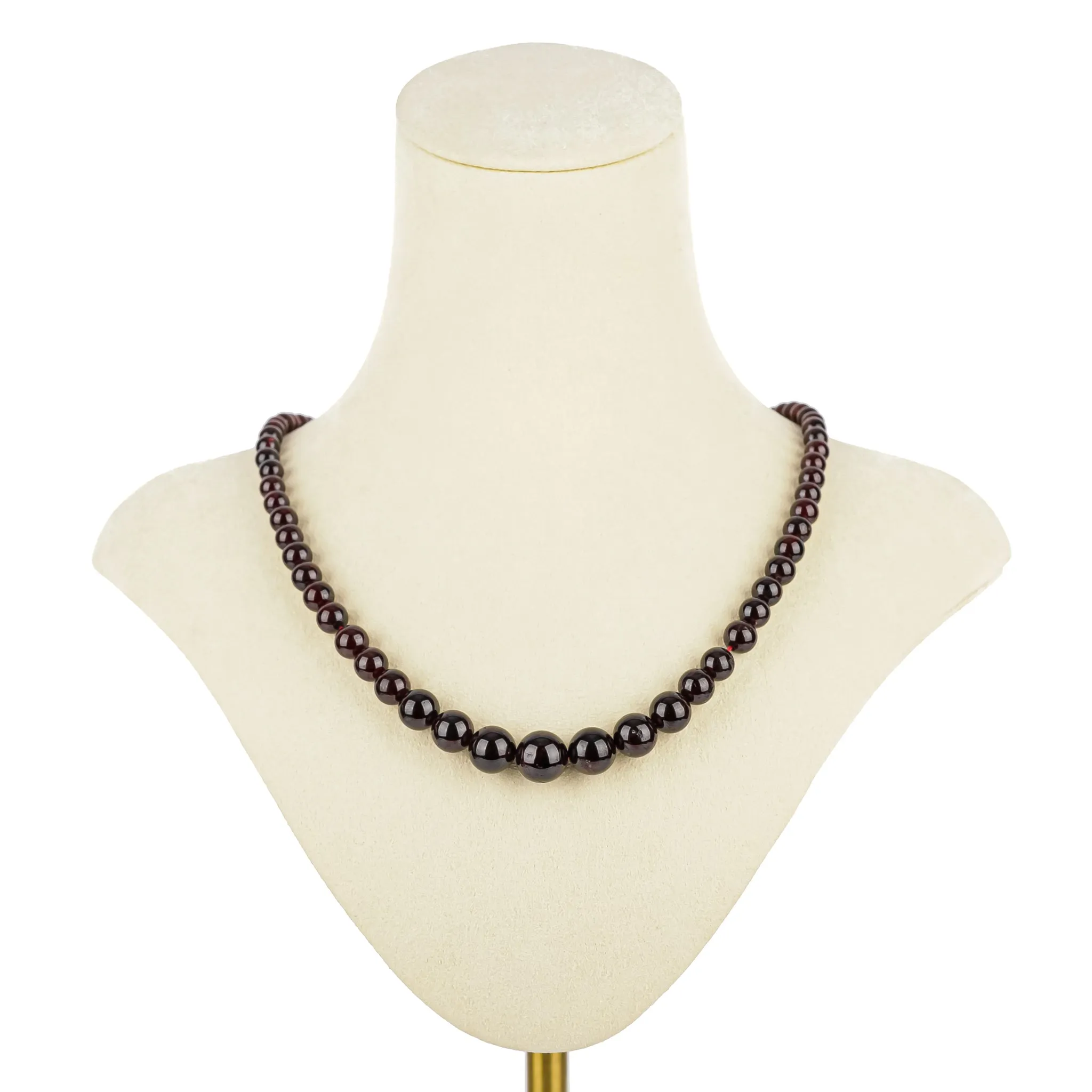 14K Yellow Gold Graduated Garnet Bead Necklace