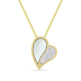 14k Yellow Gold MOP and 0.06Ct Diamond Heart Pendant