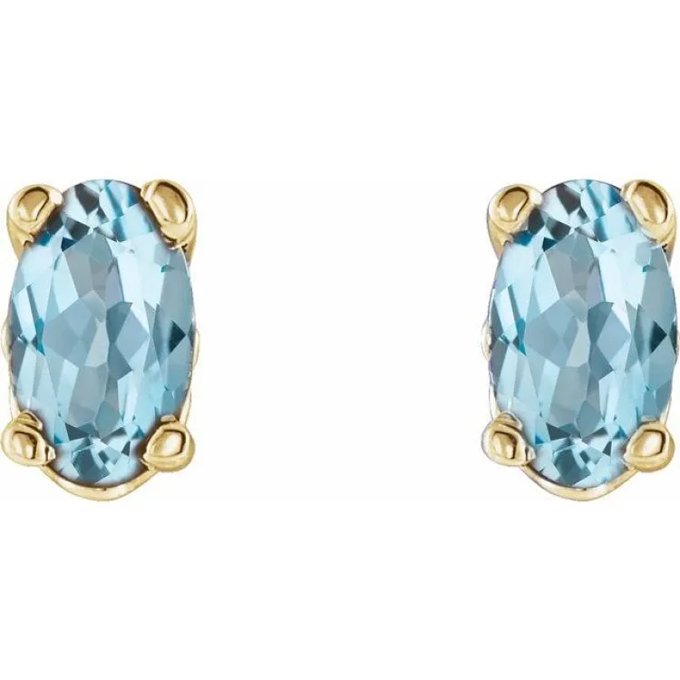 14K Yellow Natural Sky Blue Topaz Earrings