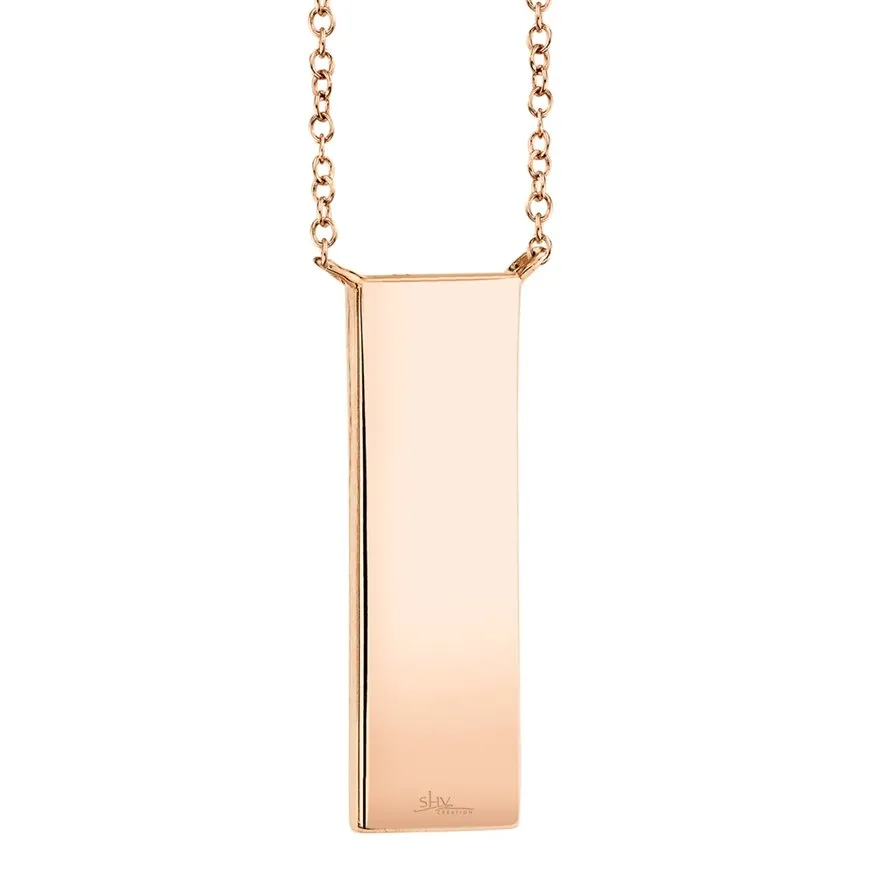 14KT GOLD 0.06 CTW DIAMOND SATIN VERTICAL BAR NECKLACE