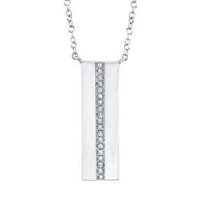 14KT GOLD 0.06 CTW DIAMOND SATIN VERTICAL BAR NECKLACE