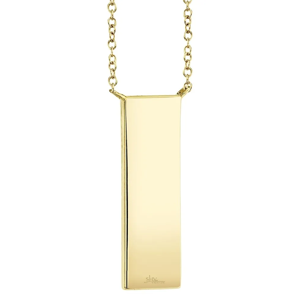 14KT GOLD 0.06 CTW DIAMOND SATIN VERTICAL BAR NECKLACE