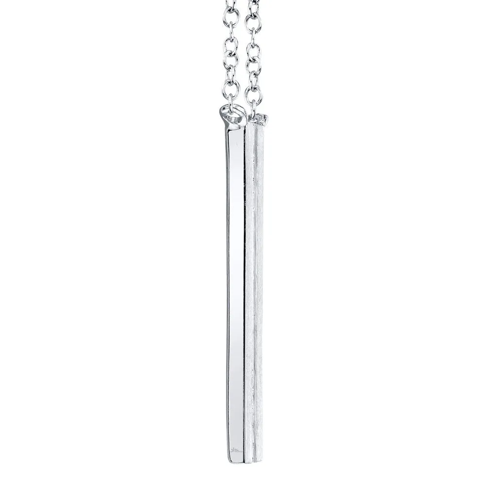 14KT GOLD 0.06 CTW DIAMOND SATIN VERTICAL BAR NECKLACE