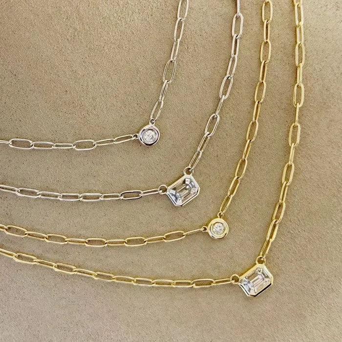 14KT GOLD DIAMOND SINGLE BEZEL SET NECKLACE