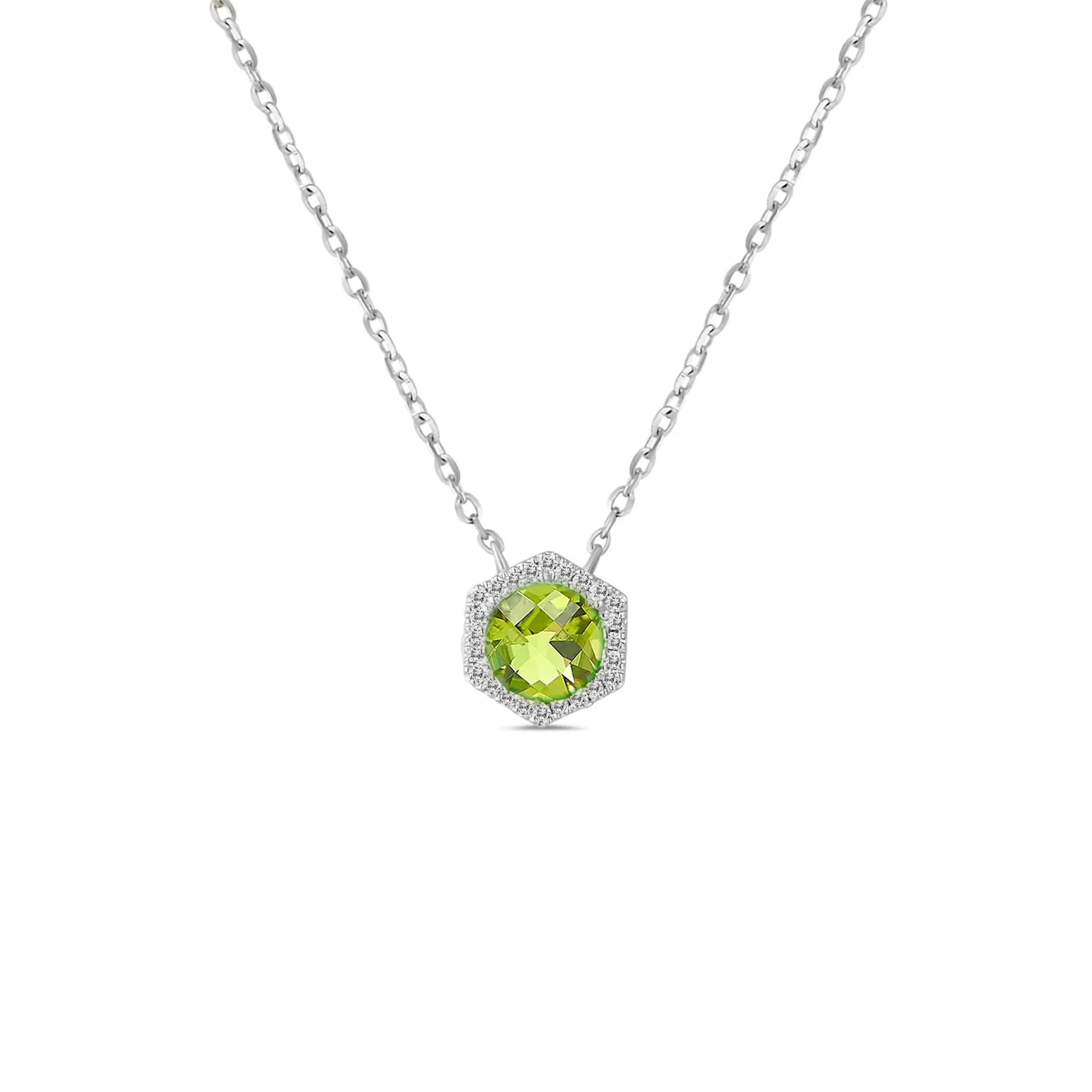 14KW24D0.05CT,1PD0.50CT,HEXA AUG/PERIDOT/DIAM NK  (118N402278WPD14)