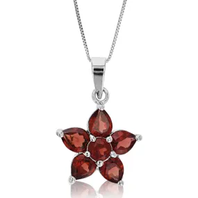 1.60 cttw Garnet Pendant Necklace .925 Sterling Silver With Rhodium 5x4 MM Pear