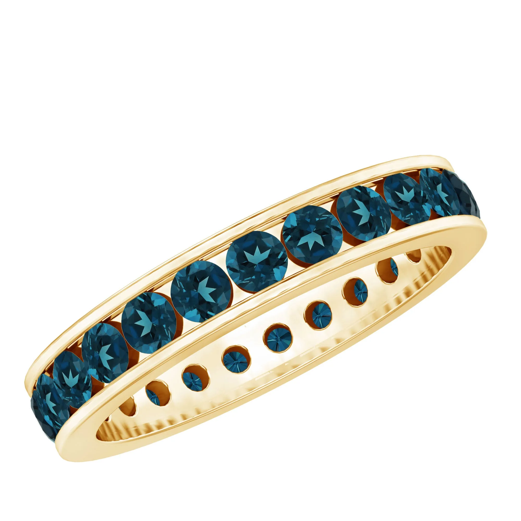 1.75 CT Channel Set London Blue Topaz Eternity Ring