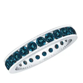 1.75 CT Channel Set London Blue Topaz Eternity Ring