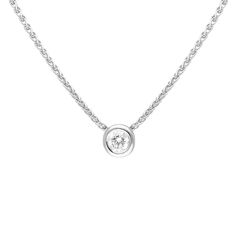 18ct White Gold .15ct Diamond Solitaire Pendant Necklace