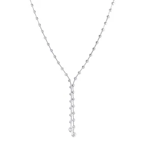 18ct White Gold 1.80ct Diamond Line Double Drop Necklace