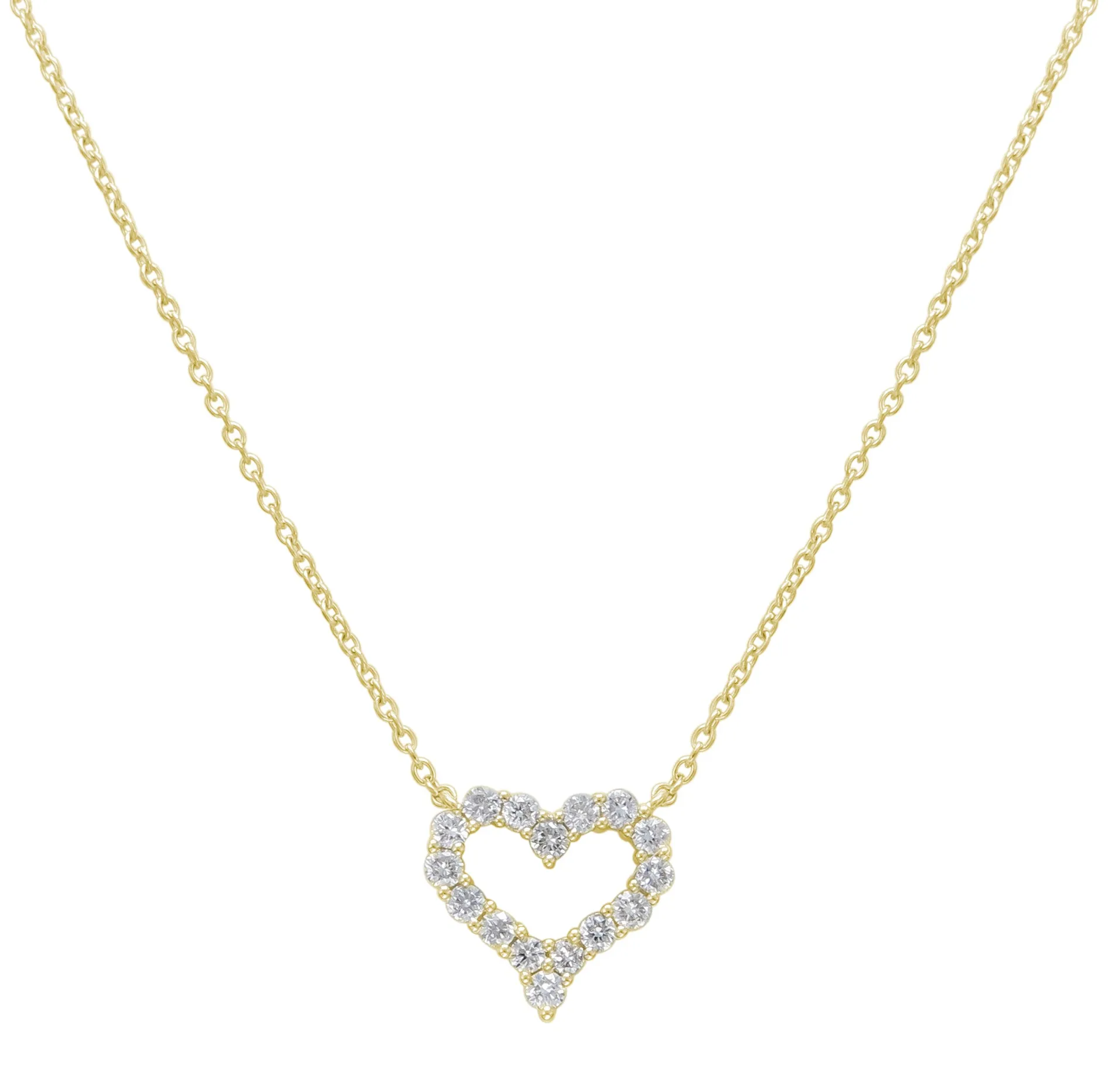 18k Gold & Diamond Open Heart Necklace - 0.49ct