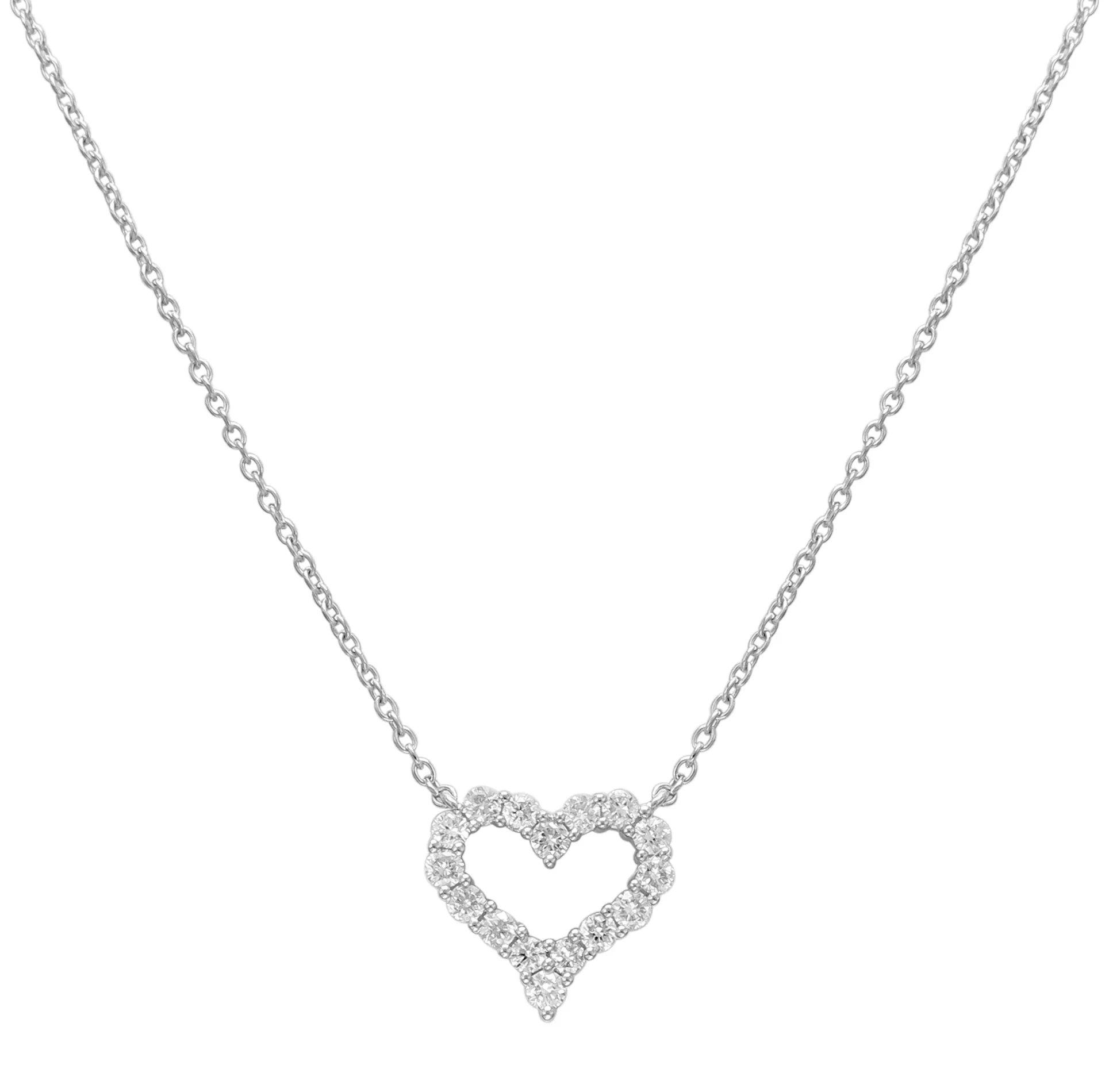 18k Gold & Diamond Open Heart Necklace - 0.49ct