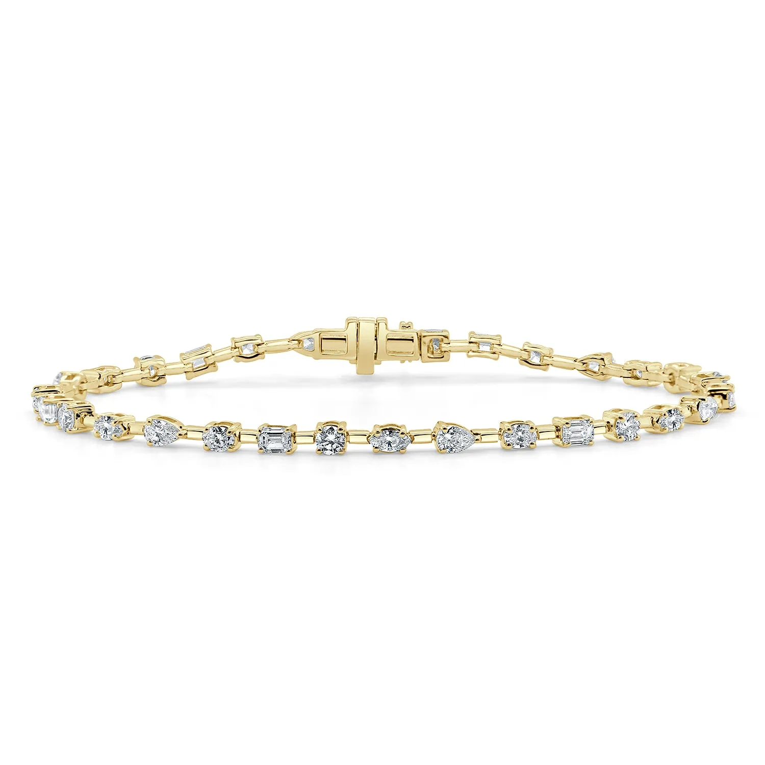 18k Gold & Multi-Shape Diamond Tennis Bracelet - 2.35ct