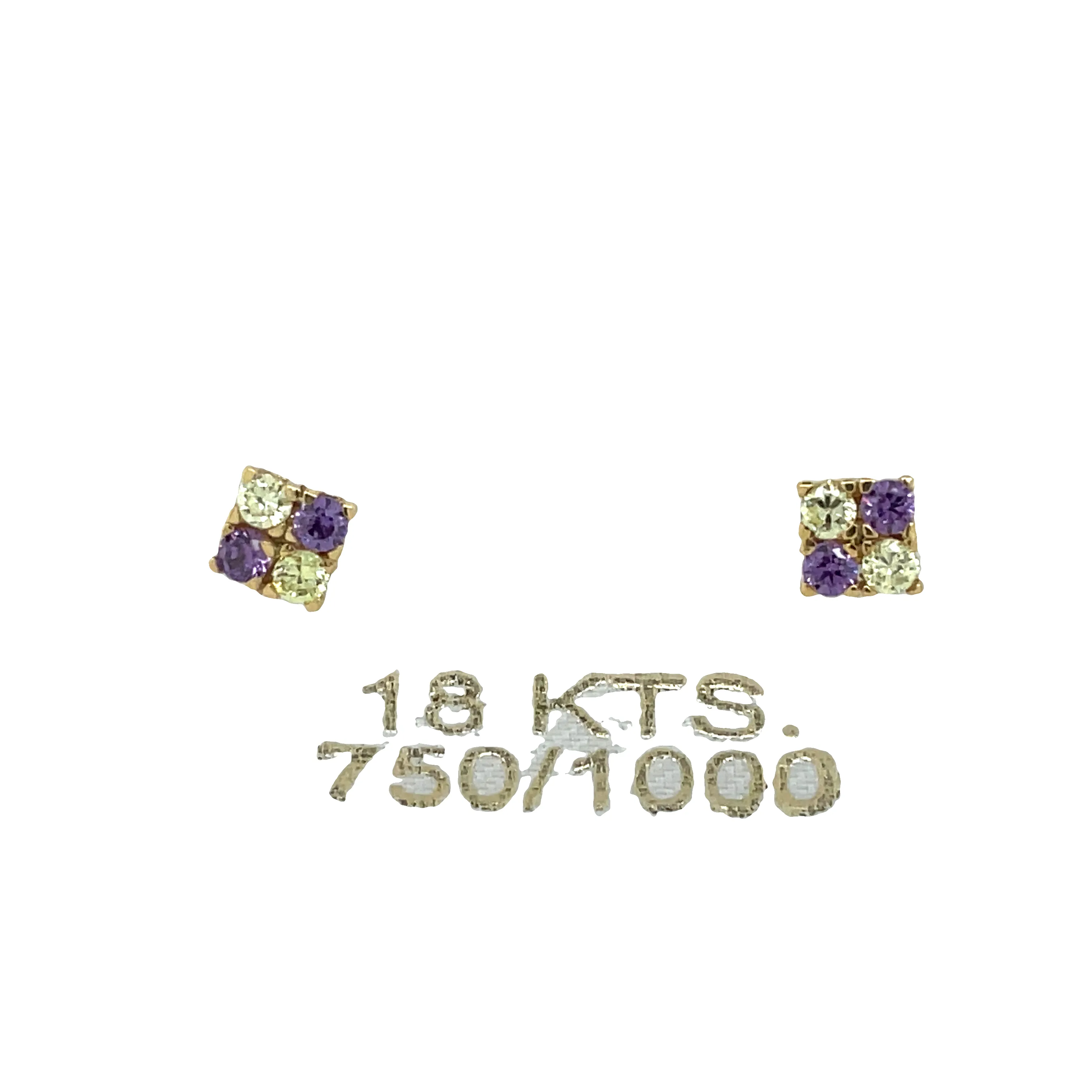 18K Gold Blue Topaz & Amethyst Baby Earrings