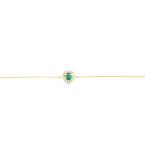 18K Yellow Gold Diamond   Emerald Pear Bracelet