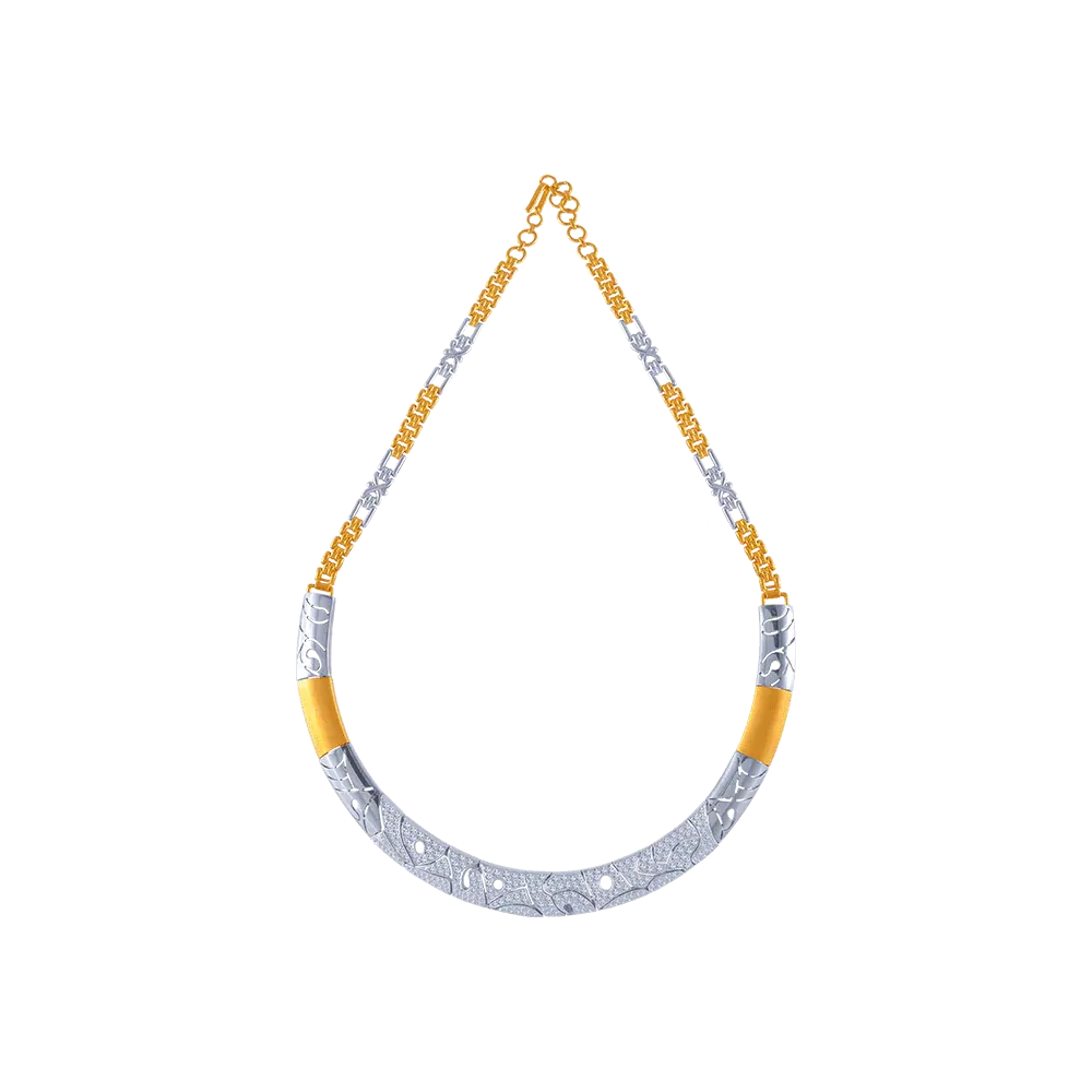 18KT (750) Yellow Gold  And Diamond Necklace For Women