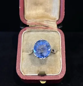 1930s French 8.71ct Oval Ceylon Sapphire Ring