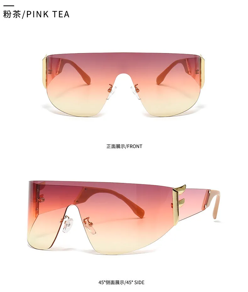 2023 Irregular Square Sun glasses Classic Punk Oversized Personality F sunglasses rimless one piece sunglasses