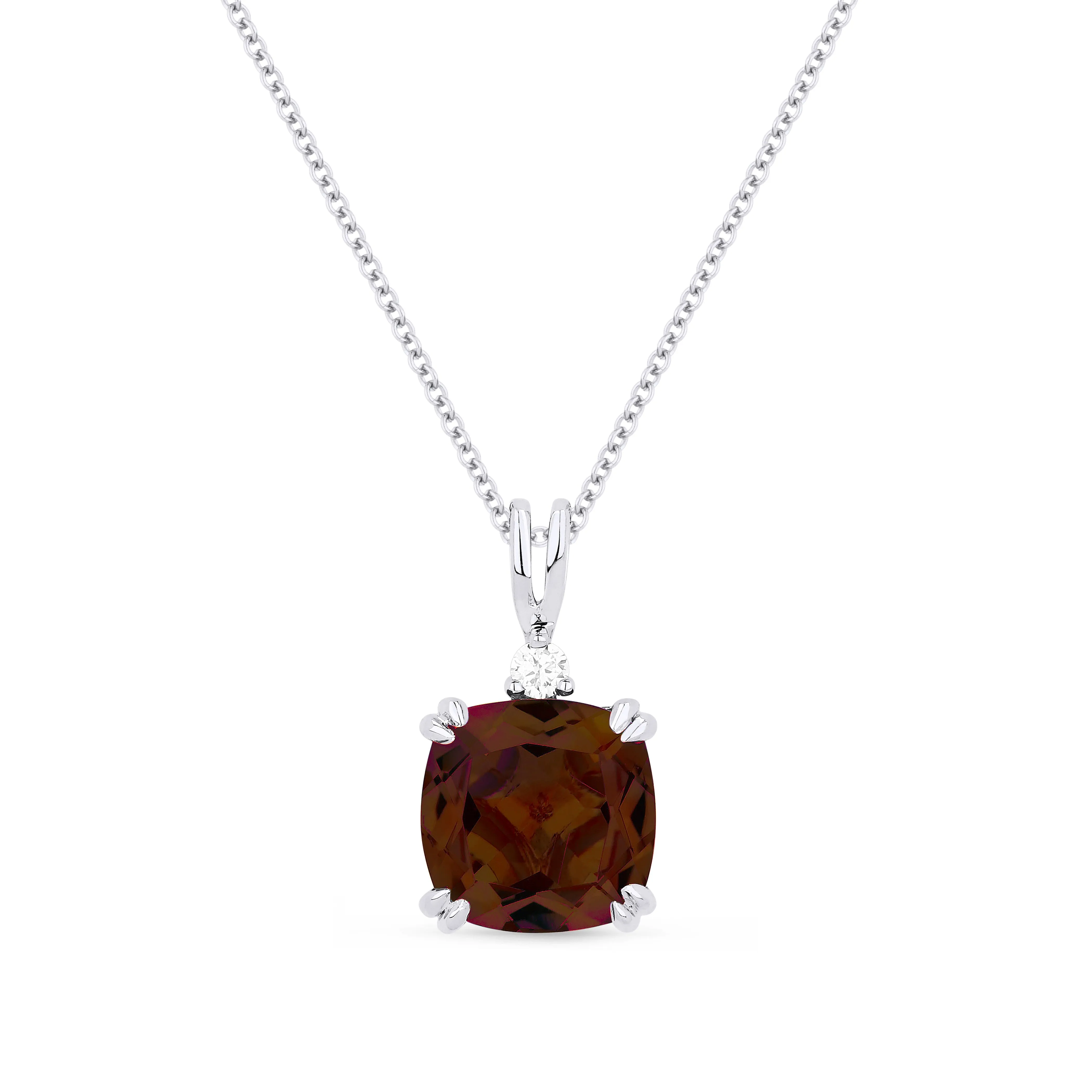 2.24ct Garnet 16"Pendant Necklace in 14K White Gold