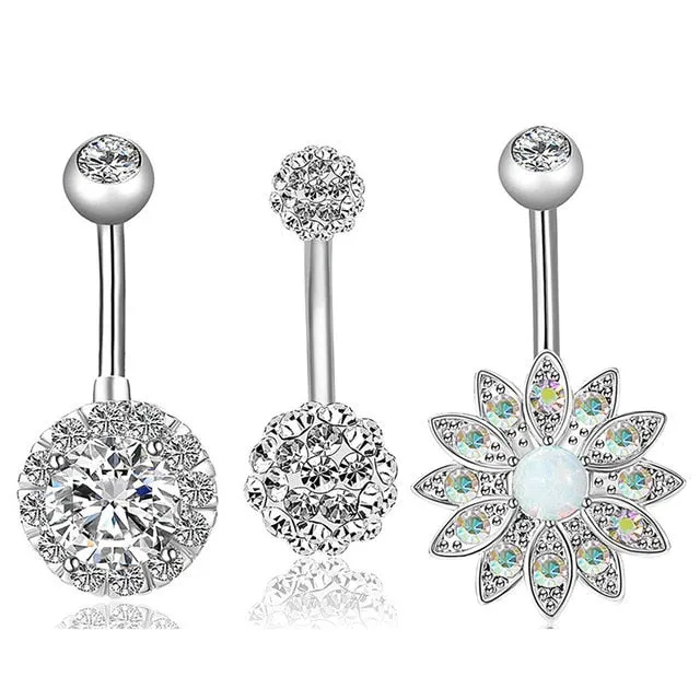 2/4/5/6/7Pcs/Set Surgical Steel Piercings  14G Navel Piercings Belly Button Piercing Dangle Earrings Belly Bar Sexy Body Jewelry