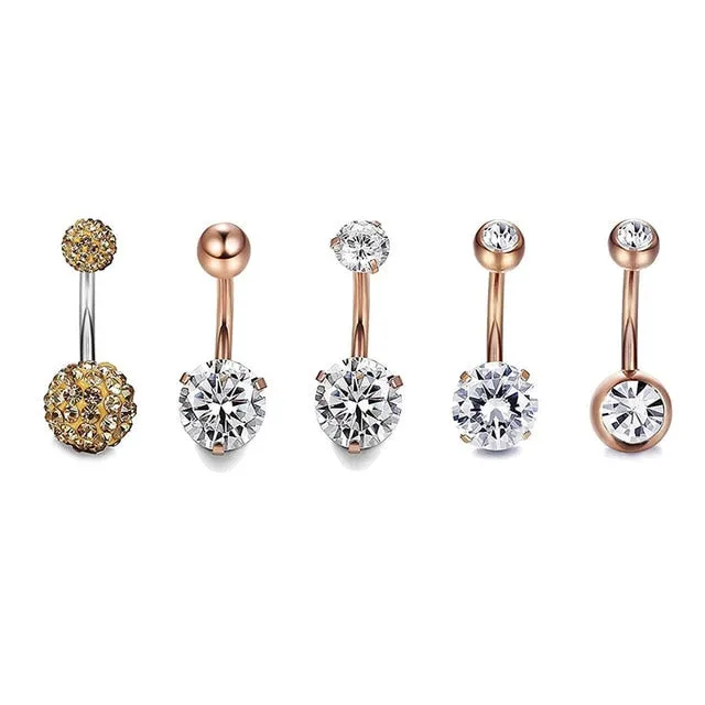 2/4/5/6/7Pcs/Set Surgical Steel Piercings  14G Navel Piercings Belly Button Piercing Dangle Earrings Belly Bar Sexy Body Jewelry