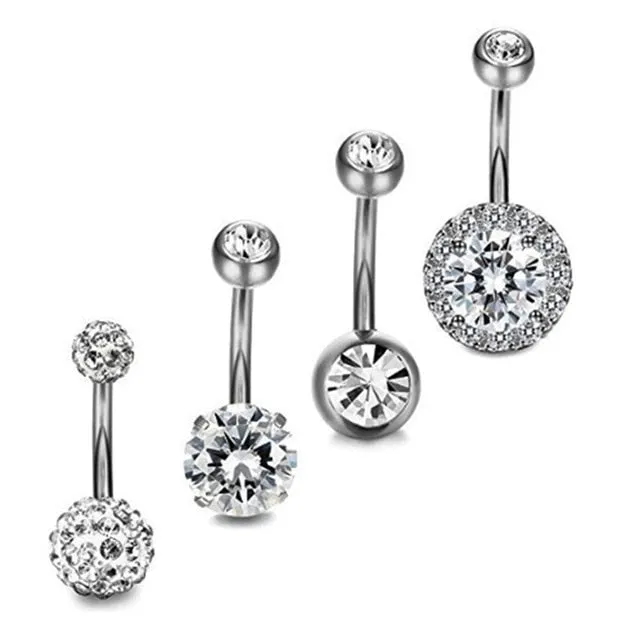 2/4/5/6/7Pcs/Set Surgical Steel Piercings  14G Navel Piercings Belly Button Piercing Dangle Earrings Belly Bar Sexy Body Jewelry