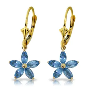 2.8 Carat 14K Solid Yellow Gold Gaia Blue Topaz Earrings