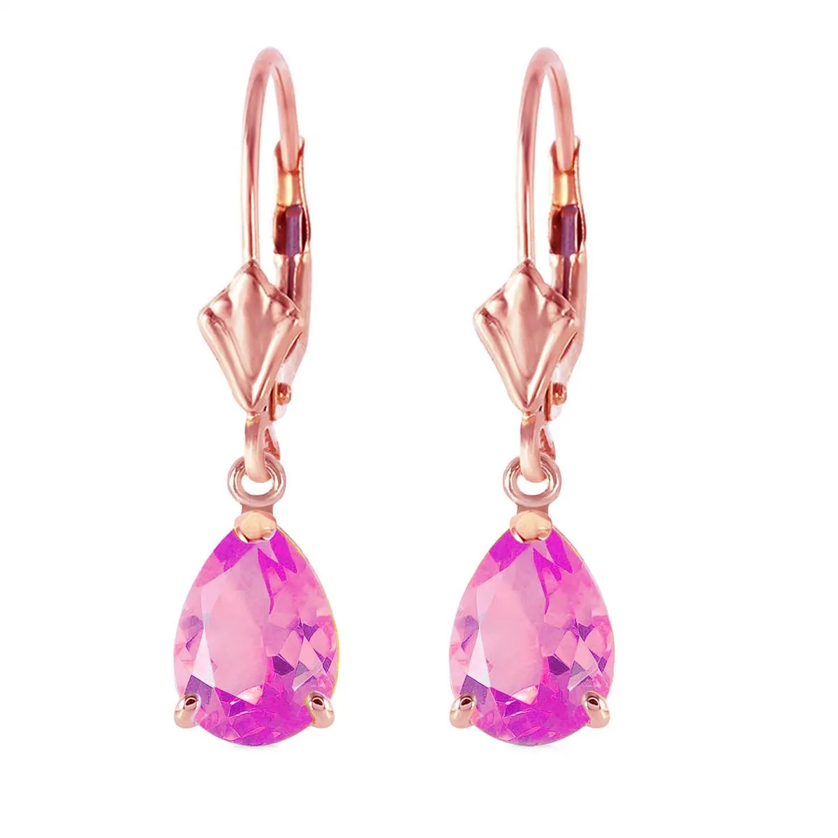 2.85 Carat 14K Solid Rose Gold Glamour Pink Topaz Earrings