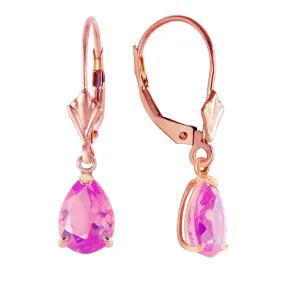 2.85 Carat 14K Solid Rose Gold Glamour Pink Topaz Earrings