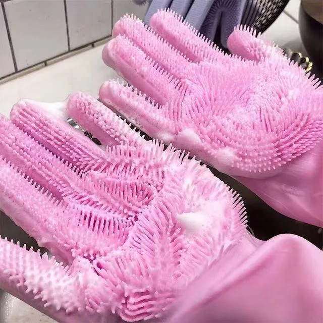 2pcs Silicone Washing Gloves