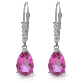 3.15 Carat 14K Solid White Gold Make The Most Pink Topaz Diamond Earrings