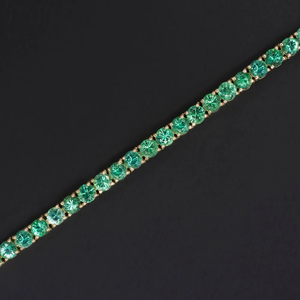 3.82ct EMERALD TENNIS BRACELET 14k YELLOW GOLD NATURAL CLASSIC ROUND BRILLIANT