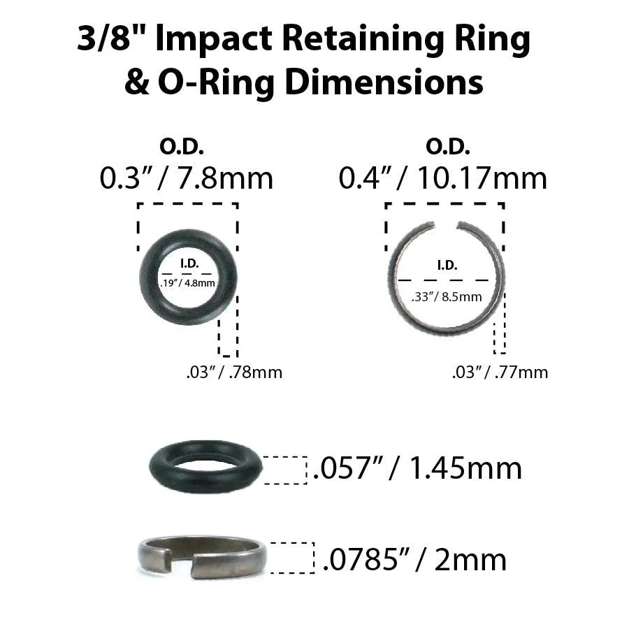 3/8" Impact Wrench Socket Retaining Ring C Clip with O-Ring