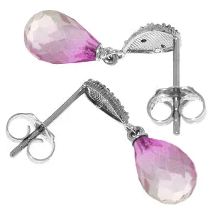 4.53 Carat 14K Solid White Gold I Ask For Love Pink Topaz Diamond Earrings