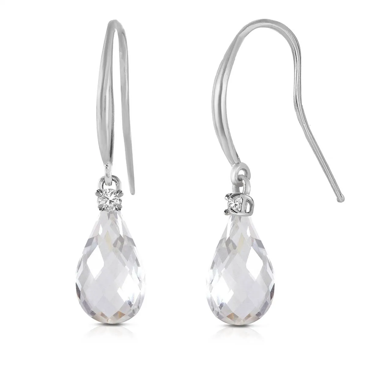 4.6 Carat 14K Solid White Gold Revel In It White Topaz Diamond Earrings