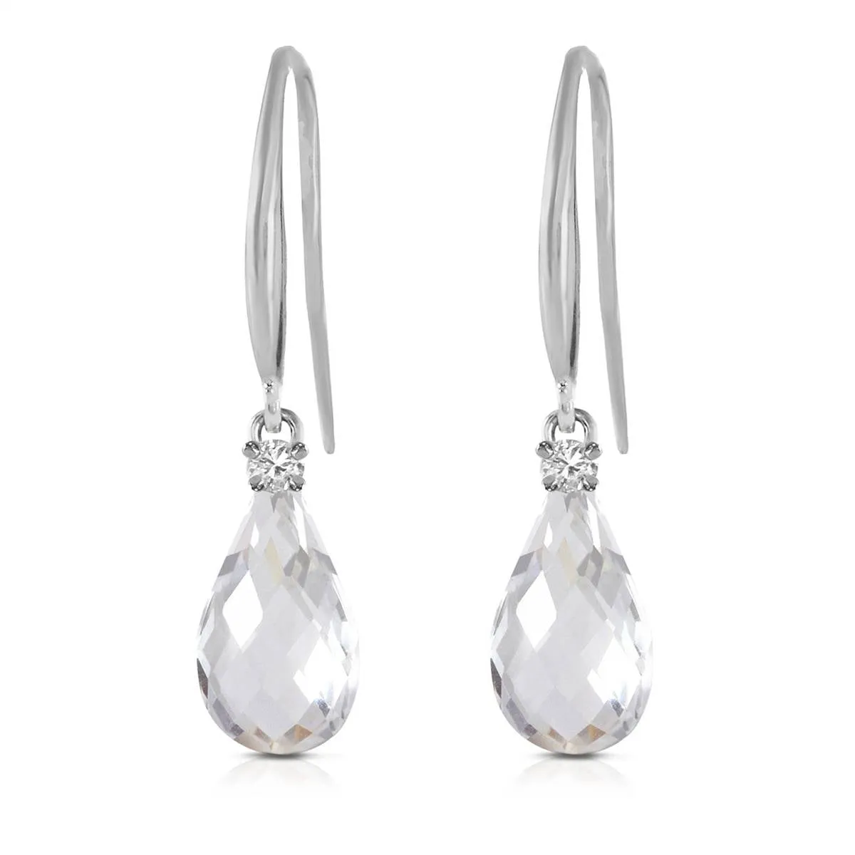 4.6 Carat 14K Solid White Gold Revel In It White Topaz Diamond Earrings