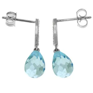 4.78 Carat 14K Solid White Gold No Causes Love Blue Topaz Diamond Earrings