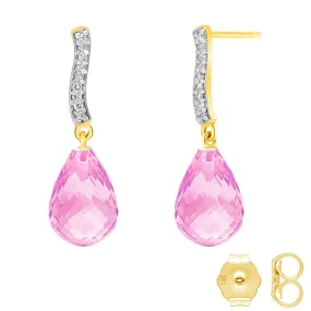 4.78 Carat 14K Solid Yellow Gold Adore Pink Topaz Diamond Earrings